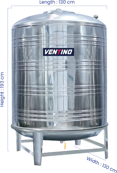 1500 LTR Vertical Stainless Steel Water Tank