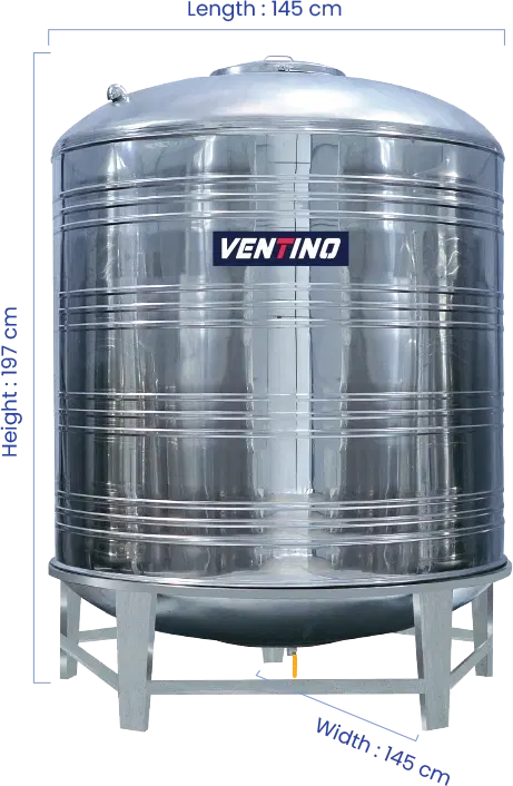 2000 LTR Vertical Stainless Steel Water Tank
